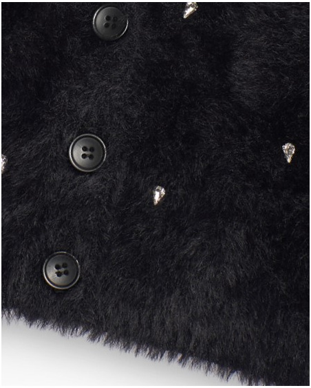 Black knitted cardigan for girls with shiny appliqués