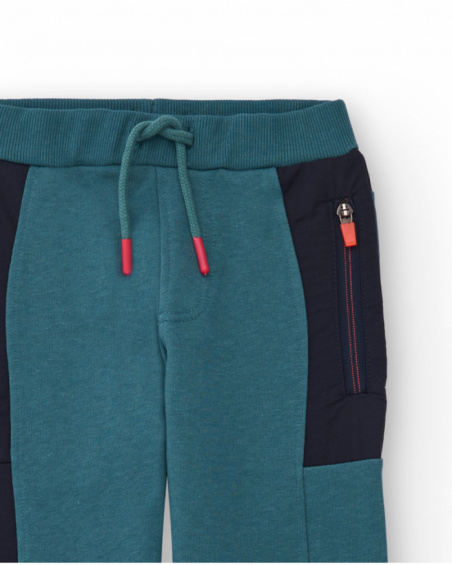 Teal jogger pants for boys with contrasting details Teal jogger pants for boys with contrasting details