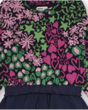 Girl's combo dress with colorful print and navy skirt Girl's combo dress with colorful print and navy skirt