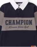 Long-sleeve color block polo shirt for boys with printed text Long-sleeve color block polo shirt for boys with printed text