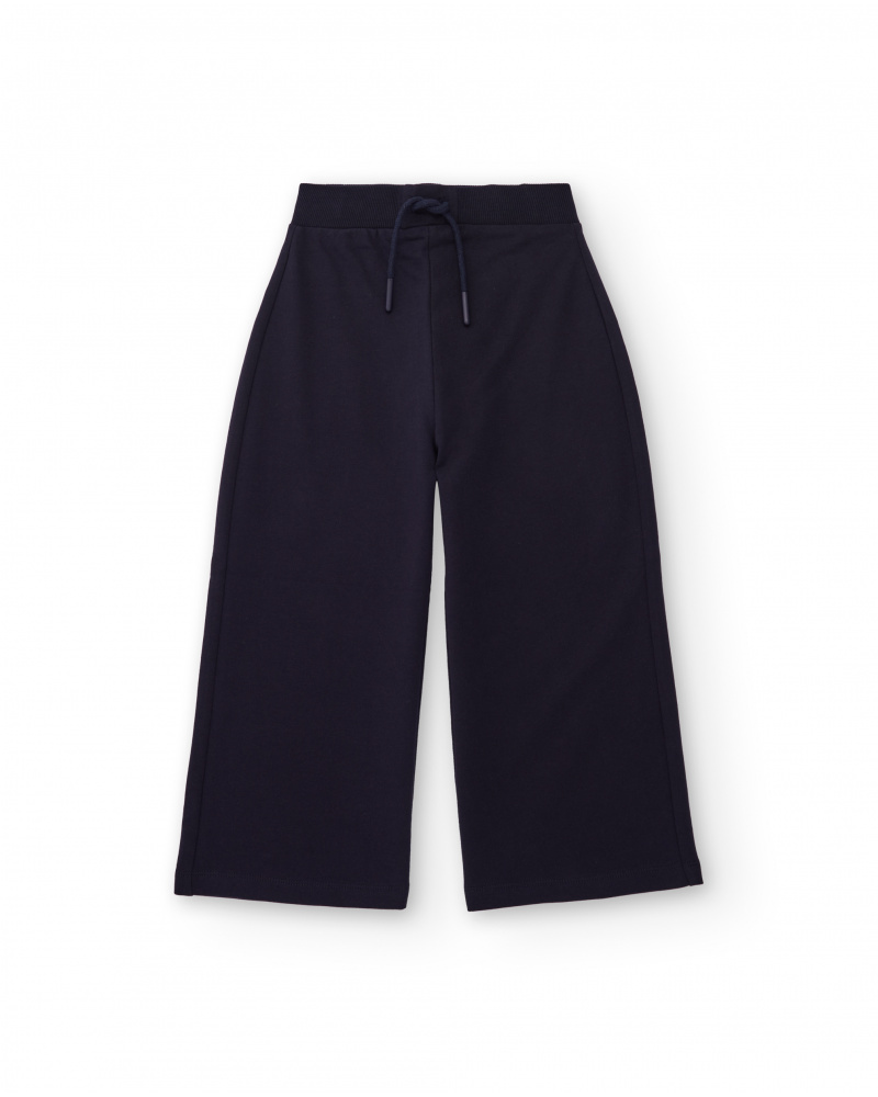 Pantalón ancho para niña en azul marino con cintura elástica