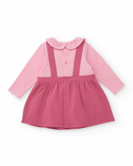 Pink-toned dress for girls with face print Pink-toned dress for girls with face print