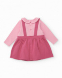 Pink-toned dress for girls with face print Pink-toned dress for girls with face print