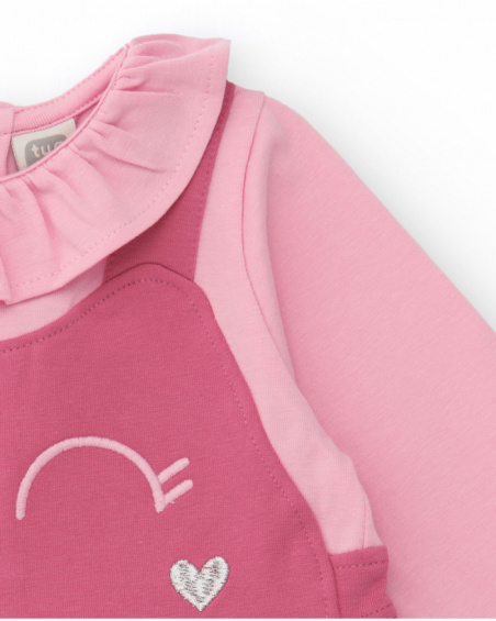 Pink-toned dress for girls with face print Pink-toned dress for girls with face print