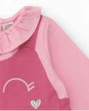 Pink-toned dress for girls with face print Pink-toned dress for girls with face print