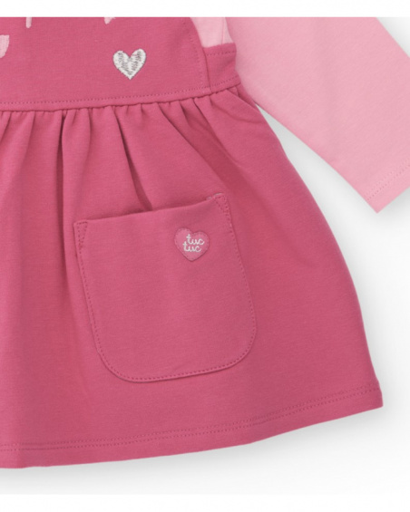 Pink-toned dress for girls with face print Pink-toned dress for girls with face print