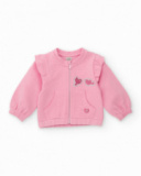 Three-piece set for girl in pink tones with bird details. Three-piece set for girl in pink tones with bird details.