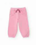 Three-piece set for girl in pink tones with bird details. Three-piece set for girl in pink tones with bird details.