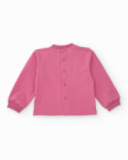 Two-piece set for girl in pink tones with decorative ruffles. Two-piece set for girl in pink tones with decorative ruffles.