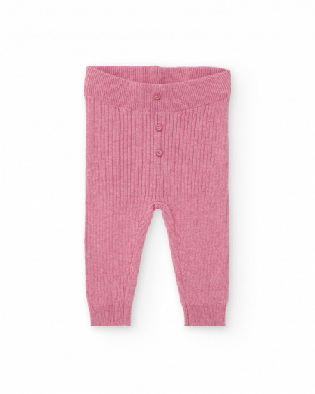 Two-piece set for girl in pink tones with decorative ruffles. Two-piece set for girl in pink tones with decorative ruffles.