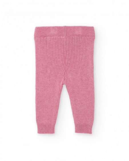 Two-piece set for girl in pink tones with decorative ruffles. Two-piece set for girl in pink tones with decorative ruffles.