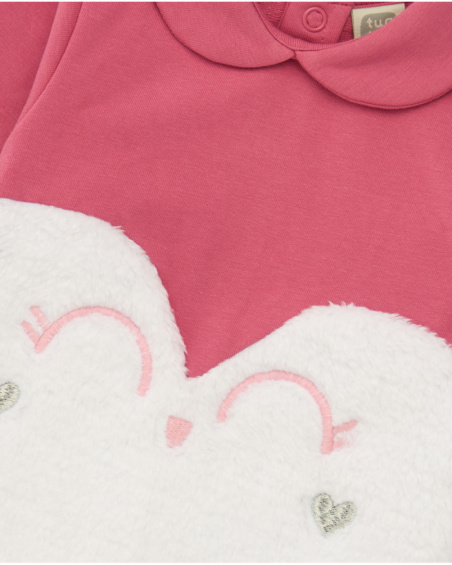 Two-piece set for girl in pink tones with fleece appliqué. Two-piece set for girl in pink tones with fleece appliqué.