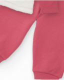 Two-piece set for girl in pink tones with fleece appliqué. Two-piece set for girl in pink tones with fleece appliqué.