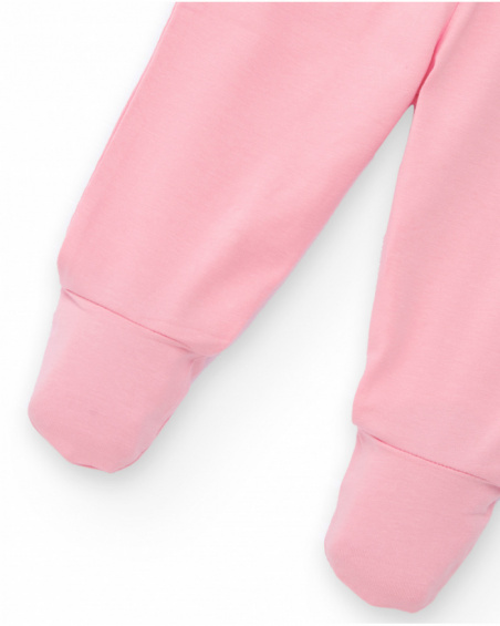 Two-piece set for girl in white and pink with owl print. Two-piece set for girl in white and pink with owl print.