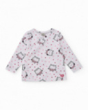 Two-piece set for girl in white and pink with owl print. Two-piece set for girl in white and pink with owl print.