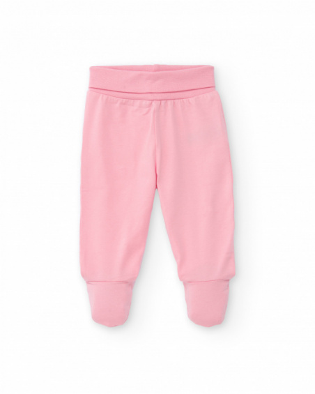Two-piece set for girl in white and pink with owl print. Two-piece set for girl in white and pink with owl print.