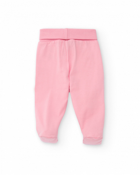 Two-piece set for girl in white and pink with owl print. Two-piece set for girl in white and pink with owl print.