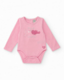 Pack of two bodysuits for girls in pink tones with bird and owl prints Pack of two bodysuits for girls in pink tones with bird and owl prints