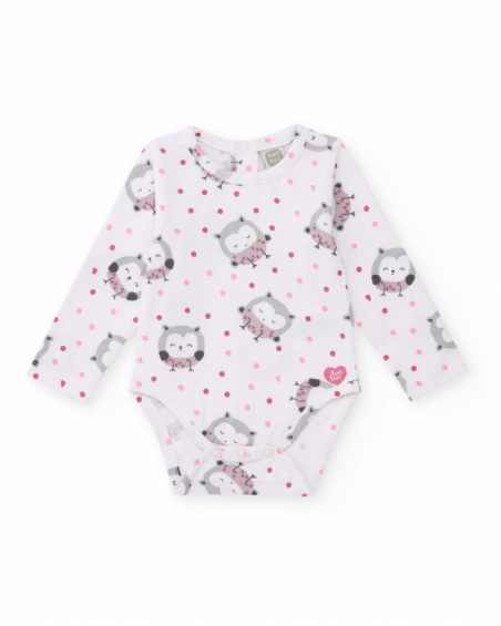 Pack of two bodysuits for girls in pink tones with bird and owl prints Pack of two bodysuits for girls in pink tones with bird and owl prints