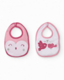 Two-pack of baby girl bibs in pink tones with animal prints Two-pack of baby girl bibs in pink tones with animal prints
