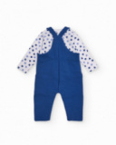 Baby boy dungaree and t-shirt set in blue and white tones with animal print Baby boy dungaree and t-shirt set in blue and white tones with animal print