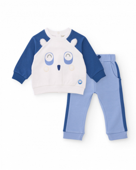 Baby boy sweatshirt and pants set in blue tones with face design Baby boy sweatshirt and pants set in blue tones with face design