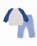 Baby boy sweatshirt and pants set in blue tones with face design Baby boy sweatshirt and pants set in blue tones with face design