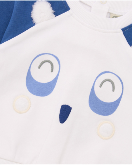 Baby boy sweatshirt and pants set in blue tones with face design Baby boy sweatshirt and pants set in blue tones with face design
