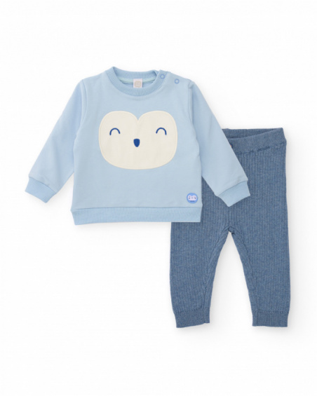 Baby boy sweatshirt and pants set in blue with animal design Baby boy sweatshirt and pants set in blue with animal design