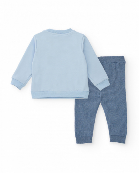 Baby boy sweatshirt and pants set in blue with animal design Baby boy sweatshirt and pants set in blue with animal design