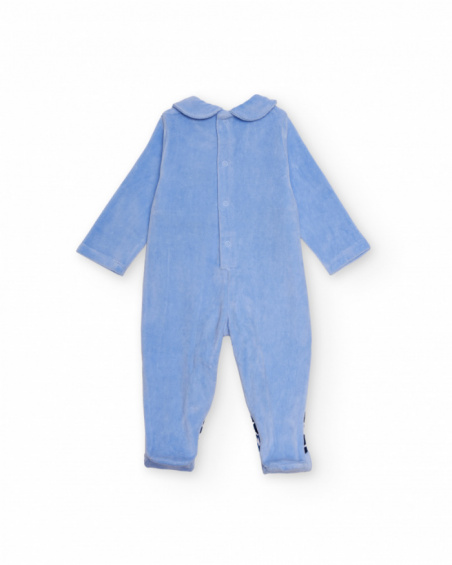 Baby boy romper in blue with owl design and geometric print Baby boy romper in blue with owl design and geometric print