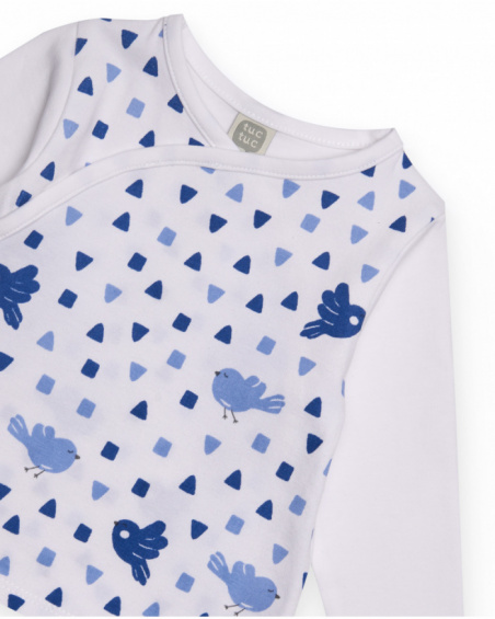 Baby boy white and blue set with bird print Baby boy white and blue set with bird print
