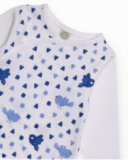 Baby boy white and blue set with bird print Baby boy white and blue set with bird print