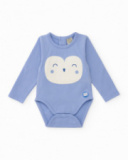 Pack of 2 knit bodysuits for baby boy in blue and white with owl and bird print Pack of 2 knit bodysuits for baby boy in blue and white with owl and bird print