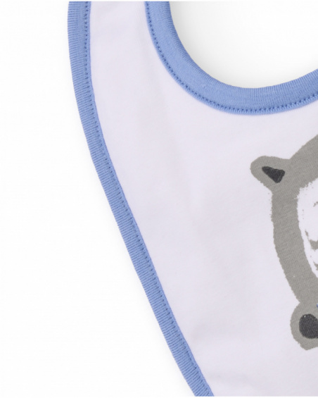 Two-piece baby boy bib set in blue and white tones with fun owl prints