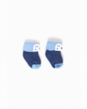 Baby boy socks in navy and light blue with smiling face detail Baby boy socks in navy and light blue with smiling face detail