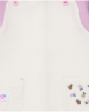 Baby girl dress in lilac and off-white with embroidered pockets Baby girl dress in lilac and off-white with embroidered pockets