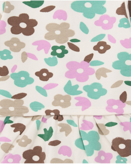 Long-sleeve dress for girl with pastel floral print