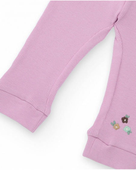 Set of green blouse and pink pants for baby with floral print