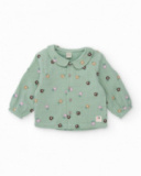 Set of green blouse and pink pants for baby with floral print Set of green blouse and pink pants for baby with floral print