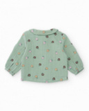 Set of green blouse and pink pants for baby with floral print Set of green blouse and pink pants for baby with floral print