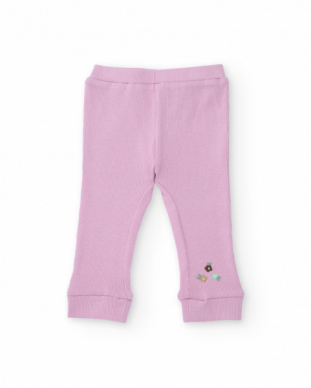 Set of green blouse and pink pants for baby with floral print