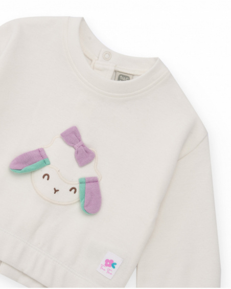 Set of white sweatshirt and aqua green pants for girl Set of white sweatshirt and aqua green pants for girl