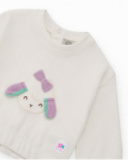 Set for newborn with white sweatshirt and green pants