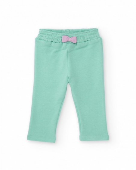 Set of white sweatshirt and aqua green pants for girl Set of white sweatshirt and aqua green pants for girl