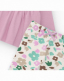 Three-piece set for baby girl with pastel floral print Three-piece set for baby girl with pastel floral print