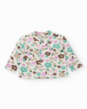 Three-piece set for baby girl with pastel floral print Three-piece set for baby girl with pastel floral print