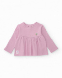 Three-piece set for baby girl with pastel floral print Three-piece set for baby girl with pastel floral print
