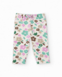 Three-piece set for baby girl with pastel floral print Three-piece set for baby girl with pastel floral print