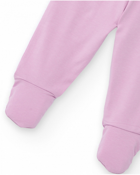 Baby girl t-shirt and footed leggings set in cream and lilac tones with floral print Baby girl t-shirt and footed leggings set in cream and lilac tones with floral print